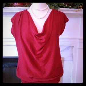 NWT Michael Kors Drape Neck Red sweater Sz Sm